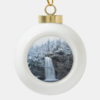 Awosting Falls Ceramic Ball Christmas Ornament