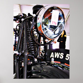 AWS 5. Vintage motorcycle front view Poster