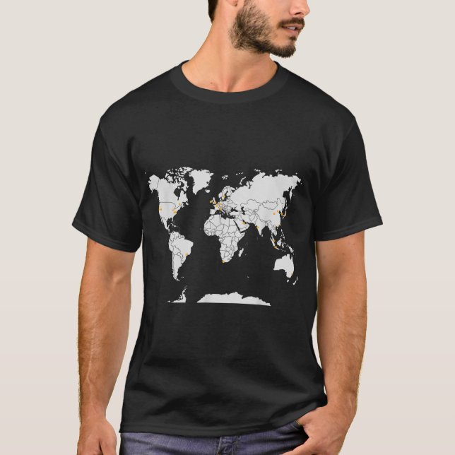 AWS Microservices Latest AWS Regions On Map T-Shirt (Front)