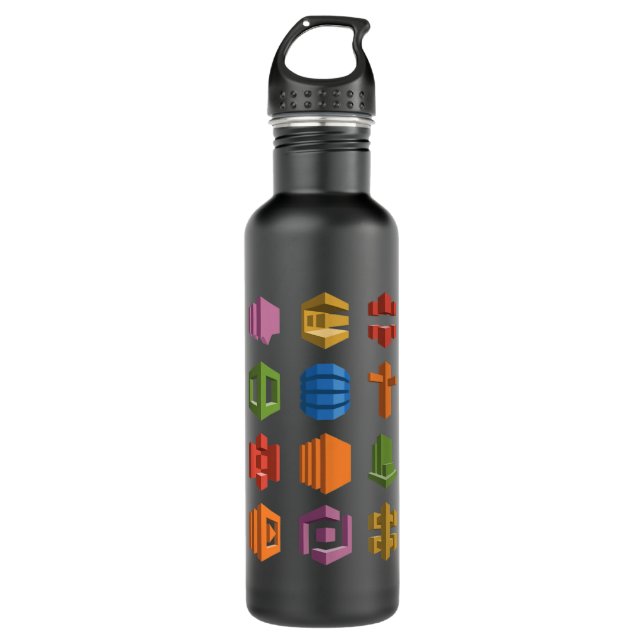 AWS Microservices Tech Stack Hackerthon Startup Stainless Steel Water Bottle (Front)