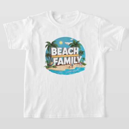 Awsome Colored Beach Family Kids T_Shirt