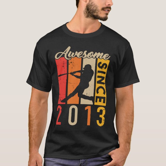 Awsome Since 2013 Baseball Player T-Shirt (Front)