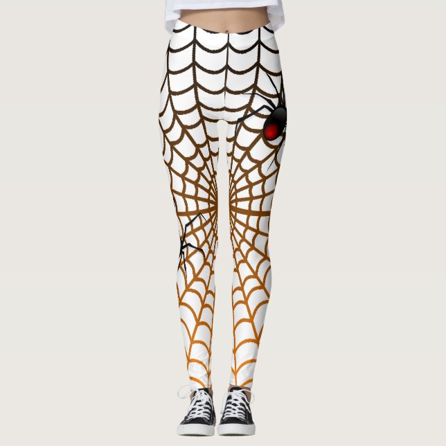 Awsome Spider and Web Fun Halloween design Leggings (Front)
