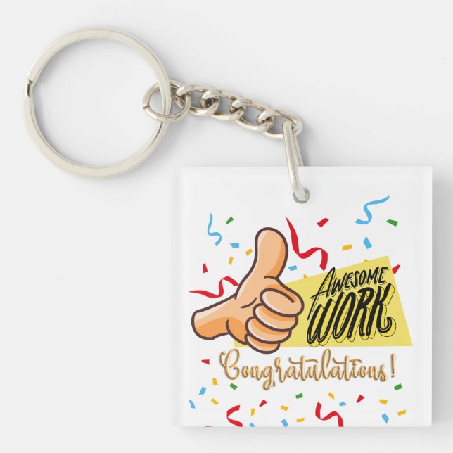 awsome work congratulations keychain (Front)