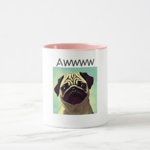 Aww brown eyes pug cute adorable puppy dog mug