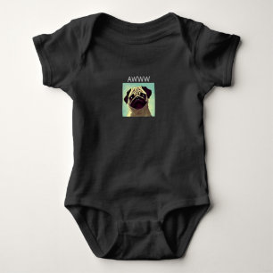 Awww Cutest Pug Ever Cute Puppy Cartoon Baby Bodysuit
