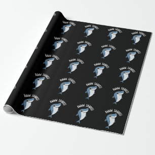 Awww Sharks Funny Animal Pun Dark BG Wrapping Paper