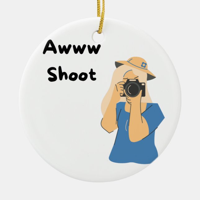Awww Shoot with a Photographer Taking a Picture on Ceramic Ornament (Front)