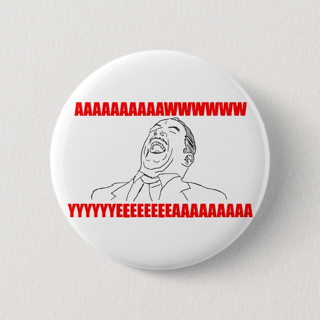 awwww yeah rage comic lol rofl pinback button (Front)