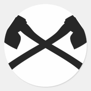 ax axe crossed icon classic round sticker