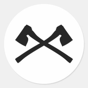 ax axe crossed icon classic round sticker