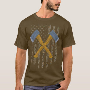 Ax Throwing Hatchet American Flag Tree Vintage T-Shirt