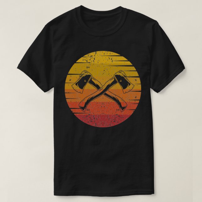 Ax Throwing Retro Sunset Ax Throwing Hatchett Lu T-Shirt (Design Front)