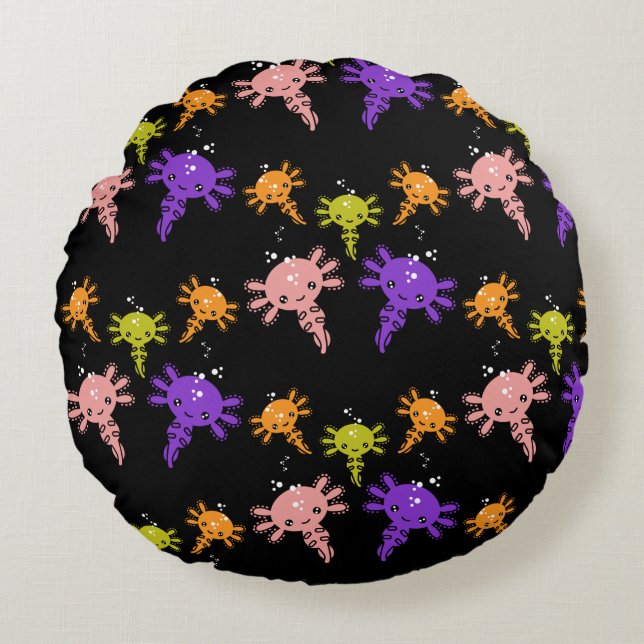 Axaotl Salamander Kids Gift Round Pillow (Front)