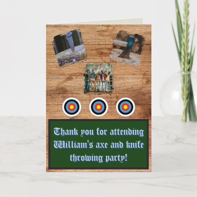 Axe and Knife Throwing Birthday Thank You Card (Front)