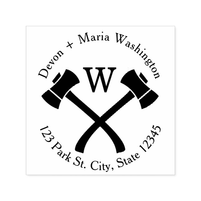 Axe Monogram Address Self-inking Stamp (Design)