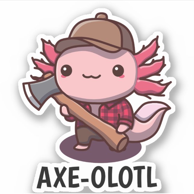 Axe-olotl Lumberjack Axolotl Sticker (Front)