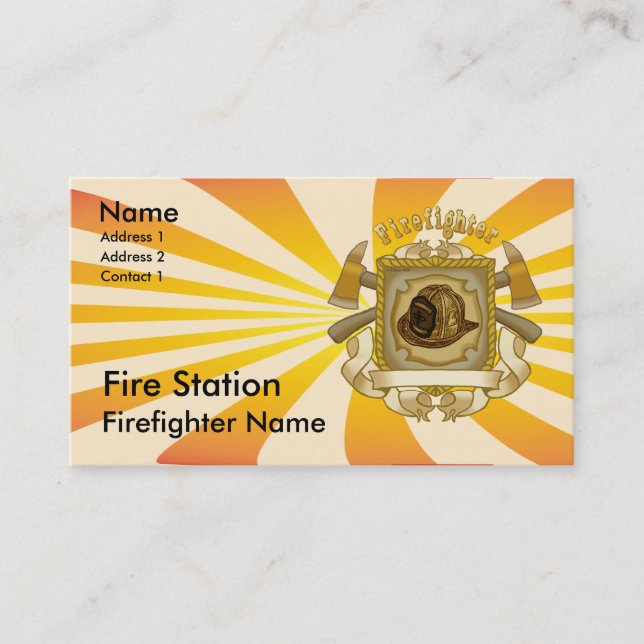 Axe Shield Firefighter  Business Cards  (Front)