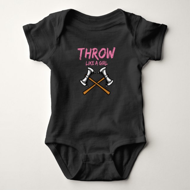 Axe Thrower Girl Woodworking Axe Throwing Baby Bodysuit (Front)