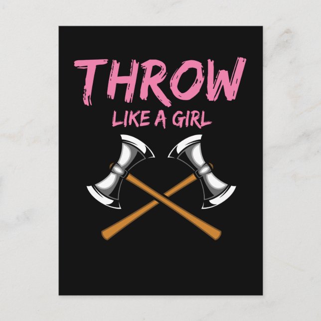 Axe Thrower Girl Woodworking Axe Throwing Postcard (Front)