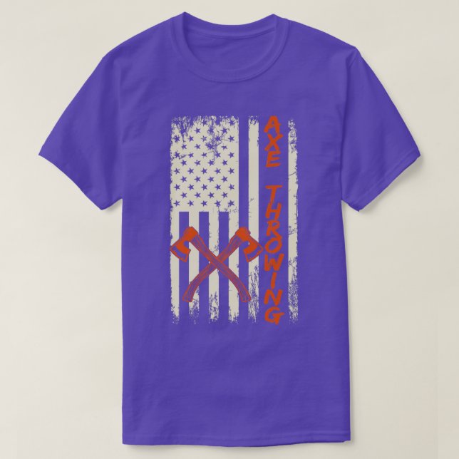 Axe throwing American flag throwing axes T-Shirt (Design Front)