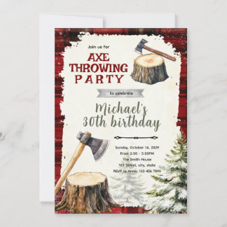 Axe Throwing Birthday Party Invitation