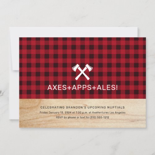 Axe Throwing Buffalo Plaid Party Invitation