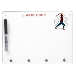 Axe Throwing Dry Erase Board With Keychain Holder