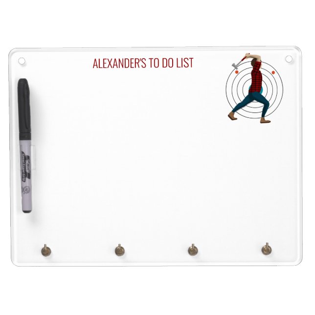 Axe Throwing Dry Erase Board With Keychain Holder (Front)