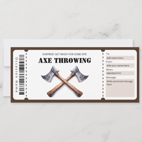 Axe Throwing Gift Certificate Invitation
