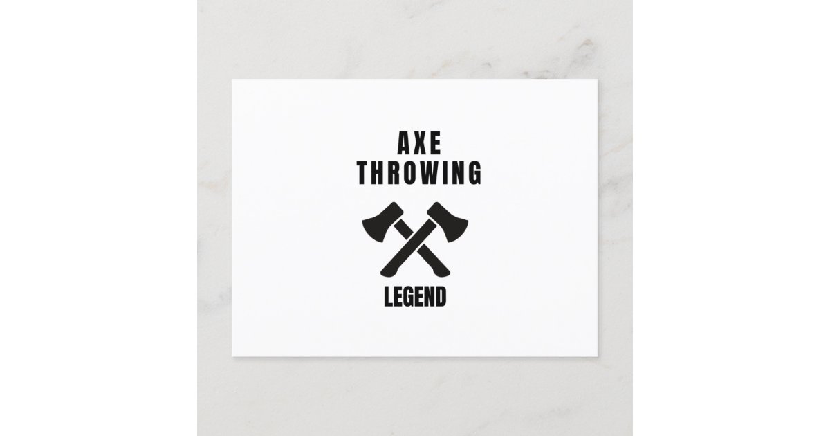 Axe throwing legend announcement postcard Zazzle