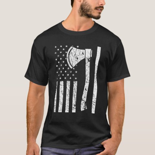 Axe Throwing Proud USA Flag Vintage Grunge Design T_Shirt