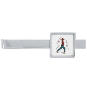 Axe Throwing Silver Finish Tie Bar