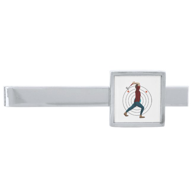 Axe Throwing Silver Finish Tie Bar (Front)