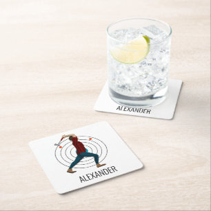 Axe Throwing Square Paper Coaster