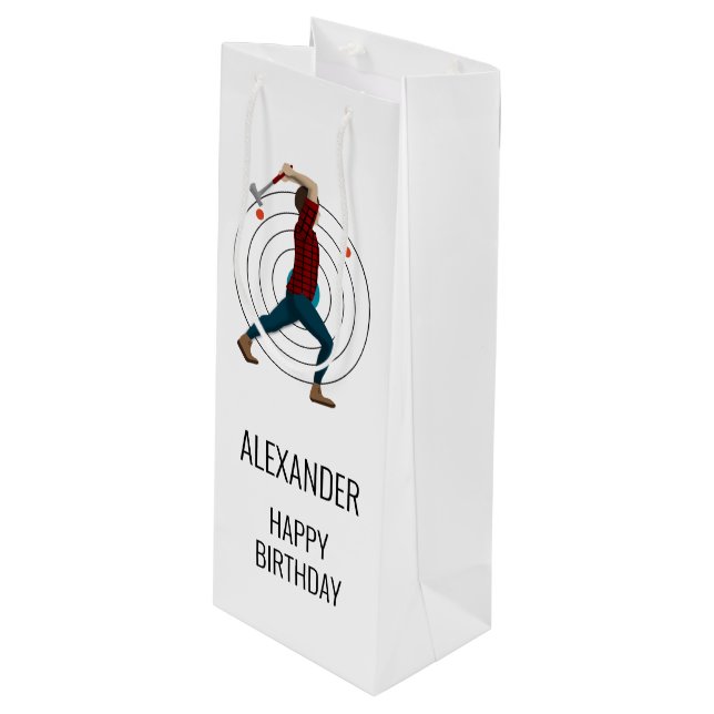 Axe Throwing Wine Gift Bag (Front Angled)
