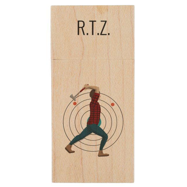 Axe Throwing Wood Flash Drive (Front Vertical)