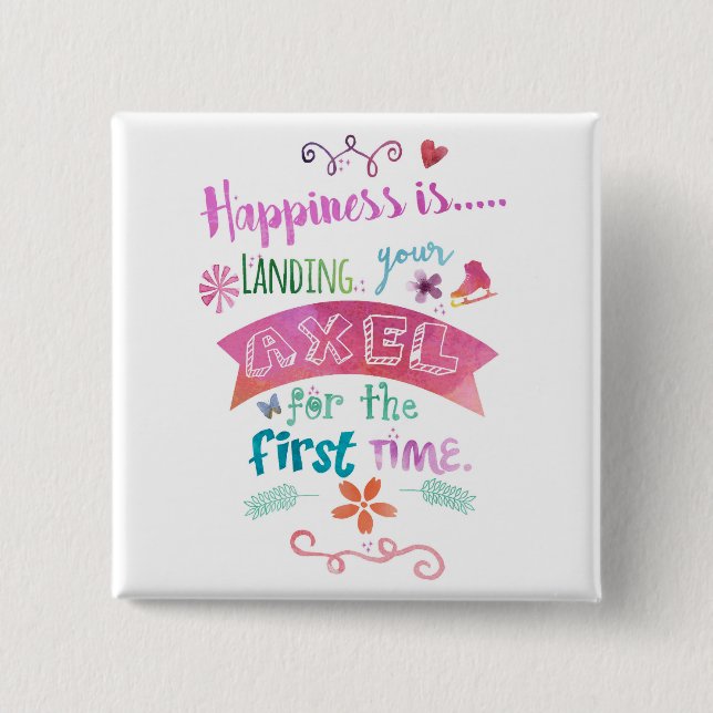 Axel Figure Skate Square Magnet Pinback Button (Front)