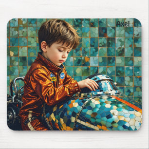 AXEL ~ Young Boy Racing Car Driver ~ Mouse Pad