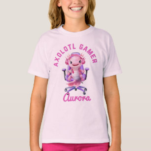 Axelotl Cozy Gamer Girl Pink Cute Axolotl Name T-Shirt