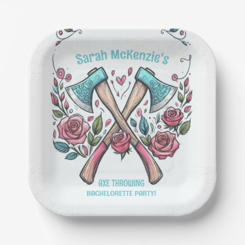 Axes  Roses _ Axe Throwing Bachelorette Party Paper Plates