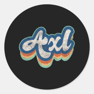 Axl First Name Boy Vintage Style 70s 80s Personali Classic Round Sticker