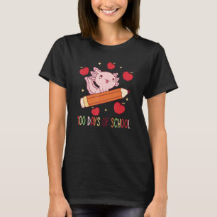 Axolotl 100 Days Of Scool With Pencil Walking Fish T-Shirt