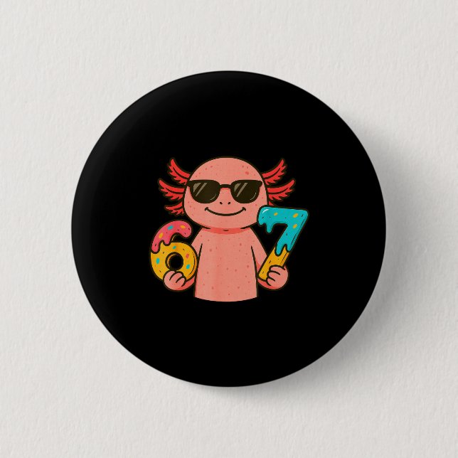 Axolotl 67 Meme Six Seven Funny Ice Cream Drip  Button (Front)