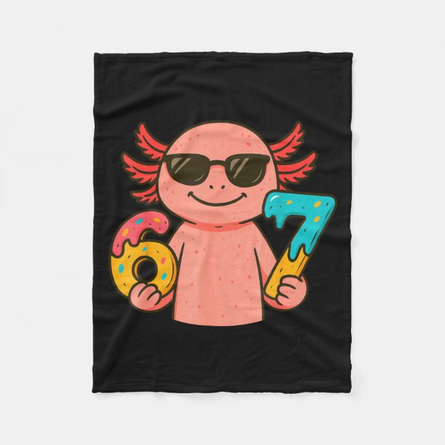 Axolotl 67 Meme Six Seven Funny Ice Cream Drip  Fleece Blanket (Front)