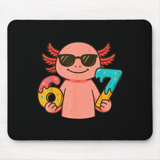 Axolotl 67 Meme Six Seven Funny Ice Cream Drip  Mouse Pad (Front)
