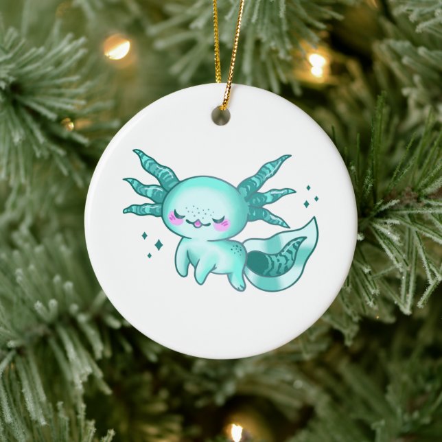 Axolotl Adorable Cute Cartoon Like Ceramic Ornament (Tree)
