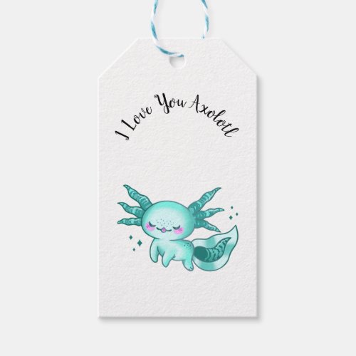 Axolotl Adorable Cute Cartoon Like Love Pun Gift Tags