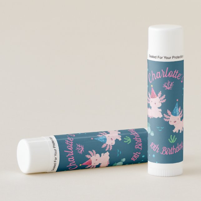 Axolotl Adventureland Birthday Lip Balm (Front)