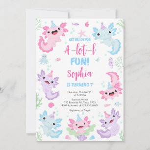 Axolotl Alotl Fun Birthday Party Invitation